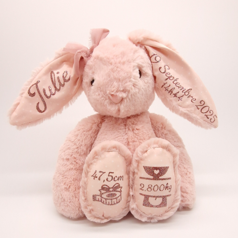 Doudou personnalisable rose
