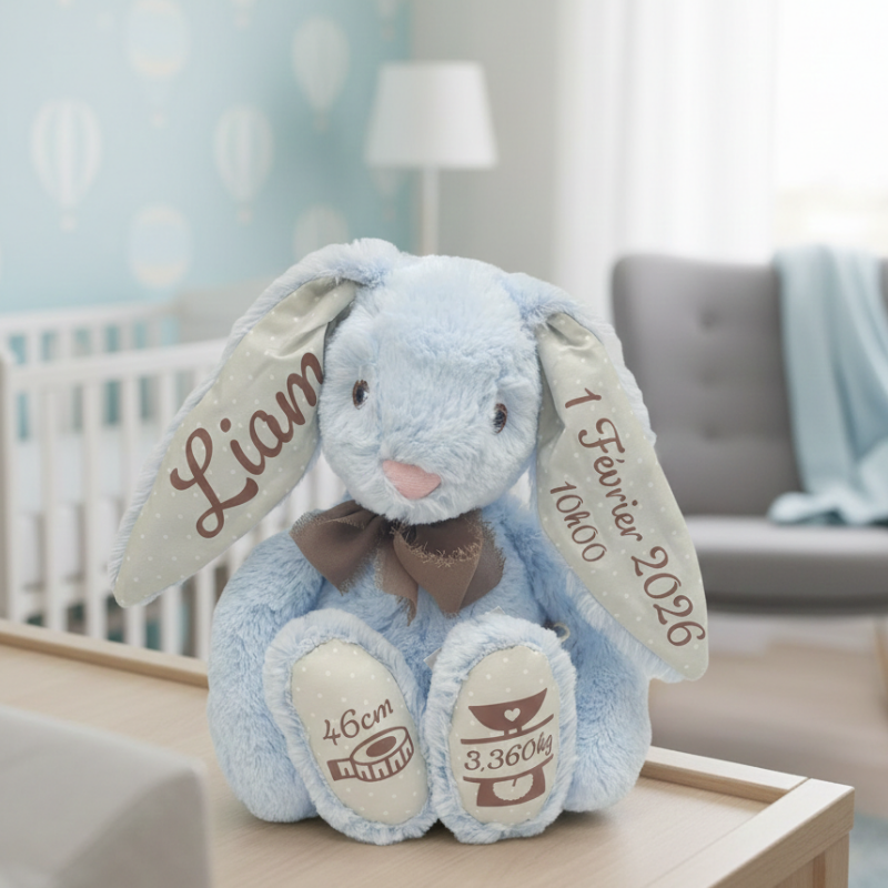 Doudou personnalisable bleu
